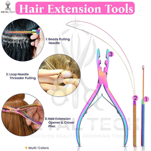 Nuevo Kit de Inicio para Extensiones de Cabello con Acabado Multicolor de Tendencia, Alicates Especializados, Herramientas para Remover Extensiones y Estuche de Transporte - Product Image 6