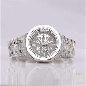 Montre de luxe exclusive en moissanite avec pierres serties à la main, bracelet entièrement recouvert et montre élégante et moderne - Product Image 1