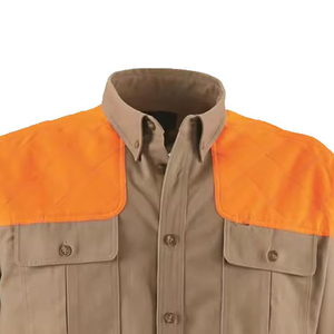 Chemise de travail à manches longues pour homme, à blocs de couleur, boutonnée, orange et marron, pour l'extérieur - Product Image 3