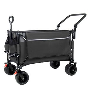 Carrello Pieghevole Multifunzione Push-Pull con Maniglia Girevole, Tettuccio, Ruote All-Terrain 7x4, Freni e Alta Capacità di Carico per Campeggio - Product Image 4