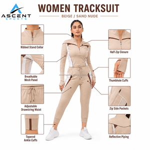 Women's Performance Half Zip Tracksuit <b>Athletic</b> Jogger Set Fitness Sportswear Custom Logo OEM ODM Wholesale Apparel Manufacturer - Product Image 6