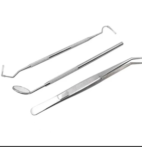 Kit d'instruments dentaires Surgiactive en acier inoxydable 3 pièces, comprenant sondes dentaires, pinces à manche, pour usage chirurgical de haute précision - Product Image 3