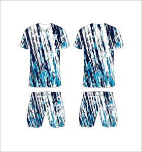 Custom Sublimated Blue Geometric <b>Soccer</b> Jersey Set for Men V-Neck Short Sleeve Moisture Wicking Athletic Fit - Product Image 5