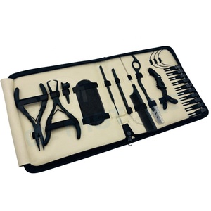 Kit d'outils professionnels en acier inoxydable pour l'installation d'extensions capillaires : Pince à micro-anneaux, Pince d'ouverture, Pince à cheveux, Boucle de maintien - Product Image 1