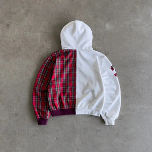 Nouveau sweat à capuche zippé brodé à carreaux bicolores, style urbain européen et américain, design chaud, collection automne/hiver - Product Image 3