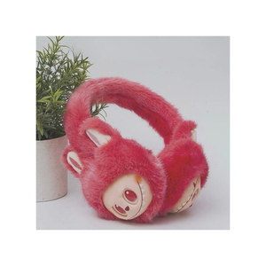 Fluffy White Cat <b>Ear</b> <b>Muffs</b> With Pink <b>Ears</b> And Black Eyes For Winter Warmth - Product Image 3