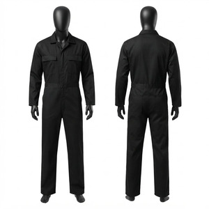 Combinaison de travail en sergé de coton 240 GSM, noire, qualité supérieure, combinaison utilitaire à manches longues, logo personnalisé, imperméable, respirante, CE - Product Image 1