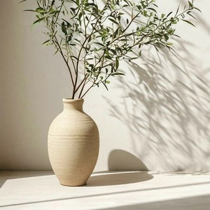 Modern Minimalist <b>Ceramic</b> Flower <b>Vase</b> Handcrafted Textured Matte Finish Sandstone Effect Customized Color Eco-Friendly - Product Image 2