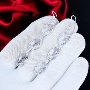 Boucles d'oreilles pendantes longues en topaze blanche, taille ovale, en argent sterling 925 massif, bijoux pour usage quotidien, cadeau d'anniversaire - Product Image 6