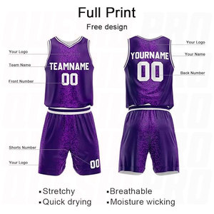 เสื้อบาสเก็ตบอลซับลิเมชั่นแบบกลับด้านได้ สีม่วงฮาล์ฟโทน คอวี แขนกุด สำหรับฝึกซ้อม ทีมบาสเก็ตบอล - Product Image 4