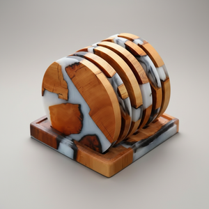 Ensemble de dessous-de-verre créatifs faits à la main en résine et en bois pour la décoration de table à café ou à thé, cadeau pour la maison - Product Image 1
