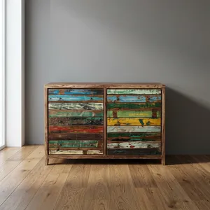 <b>Rustic</b> Wooden Chest of 6 Drawers with Reclaimed Multicolor Wood Finish Handmade Storage <b>Cabinet</b> for Bedroom Living Room - Product Image 4