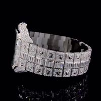 Reloj de Lujo para Hombre con Esfera Esqueletizada, Diamantes, Resistente al Agua, Diseño Moderno, Completamente Adornado con Circonitas Cúbicas Baguette, Estilo Hip Hop, Correa de Acero Inoxidable, Movimiento de Cuarzo Seiko