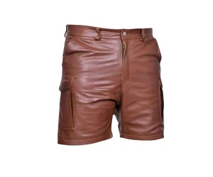 Pantalones Cortos de Cuero Genuino para Hombre, Resistentes, de Cintura Media, Personalizables, Transpirables, de Secado Rápido, Ecológicos, Estilo Urbano, Venta al Por Mayor - Product Image 1
