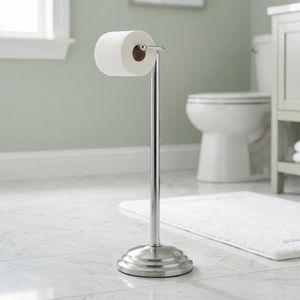 Porte-rouleau de papier toilette Pristine TS13, design moderne réglable, métal thermolaqué, sur pied, pour usage domestique - Product Image 1