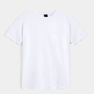 T-shirt décontracté pour homme, blanc, 100% coton, anti-rides, manches courtes, col rond, coupe classique - Product Image 2