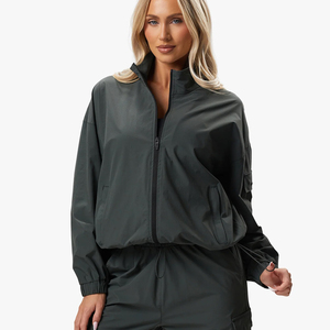 Conjunto de chándal de 2 piezas para mujer, chaqueta informal con cremallera, pantalones deportivos tipo cargo, conjunto a juego, ropa deportiva ligera para calle - Product Image 3