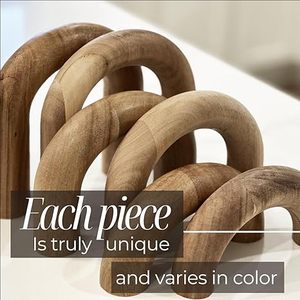 Modern Wooden Arch Decor Set 3 Pcs Geometric Handicraft Shelf Coffee Table Bookshelf Accent Pieces Tabletop - Product Image 2