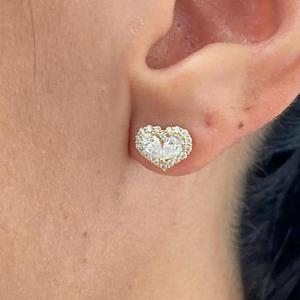 Pendientes de Diamantes en Forma de Corazón con Corte Pera y Diamantes Redondos Brillantes, Oro Amarillo de 14K, Regalo de Lujo para Novia o Aniversario - Product Image 2
