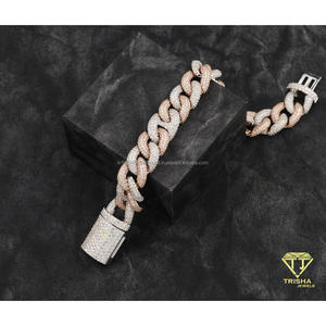 Bracelet cubain en moissanite de créateur, en argent sterling 925, avec maillons glacés bicolores et bijoux hip-hop haut de gamme - Product Image 2