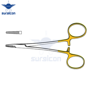 Webster Needle Holder <b>12</b> cm / 4-3/4 Inch Serrated Delicate Surgical Needle Holder with Tungsten Carbide TC GOLD Inserts - Product Image 4