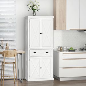 Moderno Armadio Dispensa da Cucina Indipendente con 4 Ante e 6 Ripiani - Bianco, Mobili per la Casa, Ante in MDF e Truciolato - Product Image 2