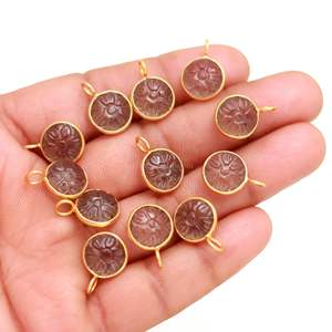 Pendentif Fleur en Quartz Fumé Naturel Sculpté à la Main, Breloque en Pierre Précieuse, Bijou en Argent Sterling 925, Pendentif en Pierre de Quartz Fumé 11MM - Product Image 4