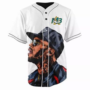 Camiseta de Béisbol Beentrih para Hombre, Negra y Blanca, con Número 23, Impresión Digital, 100% Poliéster, Talla Grande, Corte Regular, Cierre de Botones, para Adultos - Product Image 6
