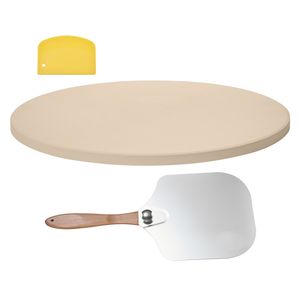Grande Pietra Refrattaria in Cordierite da 15 Pollici con Raschietto in Metallo, Resistente al Calore fino a 1450°F, Utensili per Pizza in Confezione Regalo - Product Image 1
