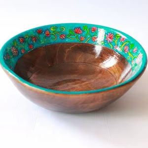 Vintage Floral Pattern Wooden Mixing <b>Bowl</b> with custom printing Wooden Enamel Printed <b>Bowl</b> for Serving <b>Large</b> Wood Fruit <b>Bowls</b> - Product Image 1