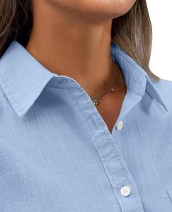 Womens Button Down Shirt Linen Button Up Shirts for Women <b>Long</b> <b>Sleeve</b> Summer Shirt Collared Blouse Linen <b>Tops</b> - Product Image 4
