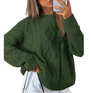 Oversized Drop Shoulder Pullover Pink Color Thermal Ribbed Jacquard Sweaters <b>Warm</b> Thick <b>Cardigan</b> Ribbed Sweaters <b>For</b> <b>Womens</b> - Product Image 6
