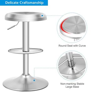 Modern Swivel Bar <b>Stool</b> with <b>Adjustable</b> Height and Footrest for Any Home or Commercial Bar - Product Image 6