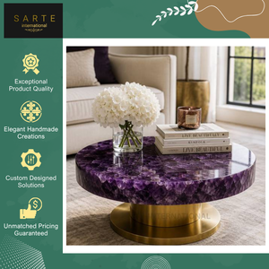 Mesa de Centro Moderna de Piedra Amatista con Diseños Geométricos Orgánicos Personalizados de Primera Calidad y Ecológicos, Suministro Directo de Fábrica - Product Image 3
