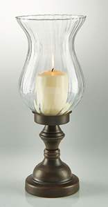 Elegante Juego de Portavelas de Cristal con Pilar de Madera Tallada, Decoración Tradicional para el Suelo - Product Image 4