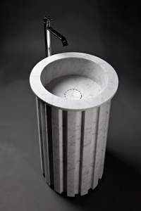 Lavabo sur pied en marbre avec égouttoir, design vertical moderne pour usage en entrepôt - Product Image 2