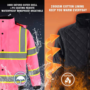 เสื้อแจ็คเก็ตทำงานสะท้อนแสงสำหรับผู้ชาย Econex Sports ผลิตจากโพลีเอสเตอร์ ได้รับการรับรองมาตรฐานความปลอดภัย CE/EU พร้อมแถบสะท้อนแสง ซิปด้านหน้า - Product Image 6