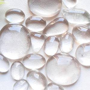 Lot en gros de cabochons en quartz clair naturel |   Pierre précieuse en quartz cristallin en vrac pour la fabrication de bijoux |   Poire ovale polie ronde - Product Image 3