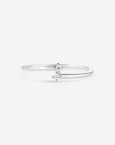 Round Lab Grown Diamond Open Wrap Ring Minimalist Two Stone Dainty Everyday Wear <b>Gap</b> Stackable Band 14K 18K Solid Gold Wholesale - Product Image 4