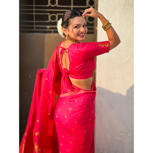 Elite Weaves Pink Soft <b>Silk</b> Traditional Zari Woven Saree Elegant Scarf and <b>Shawl</b> 600g - Product Image 3