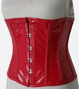 Faja Reductora de Cintura Roja de PVC con Patrón, Control Firme, Cierre de Gancho y Ojo, para Uso Diario de Mujeres Adultas - Product Image 2