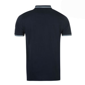 เสื้อโปโลแขนสั้นสีกรมท่าสำหรับผู้ชาย ผ้าคอตตอนปิเก้สีพื้น สวมใส่สบาย ดีไซน์ติดกระดุม ทรงปกติ - Product Image 2