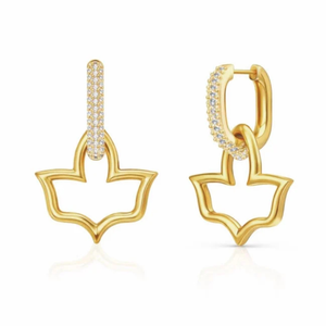 Pendientes de Aro en Forma de U con Diseño de Hiedra Radiante en Oro para Mujer, Elegantes Pendientes de Color Verde y Dorado con Diseño de Hiedra, Joyería de Moda, Pendientes de Lujo para Regalo - Product Image 1