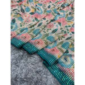 Sari de Novia Color Cielo con Bordado de Lentejuelas, Talla M - Product Image 2