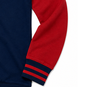 Cardigan en tricot pour femmes, couleur contrastée bleu marine et rouge, col en V, manches longues, fermeture à boutons, coupe classique, toutes saisons - Product Image 5