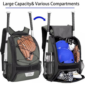 <b>Baseball</b> Bag Softball Backpack Youth Adult T Ball <b>Bat</b> Equipment Bag with <b>Bat</b> and Helmet Holders Shoe Compartment Large Capacity - Product Image 6