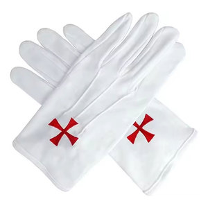 Gants maçonniques blancs de qualité supérieure en tissu de coton doux, respirants et confortables, pour usage cérémoniel formel et coutures durables - Product Image 1