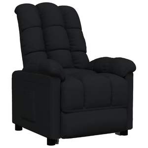 Fauteuil inclinable en tissu 100% polyester noir avec structure en contreplaqué et fer moyen, design unique - Product Image 2