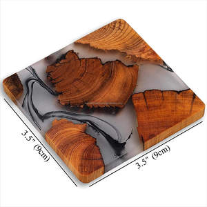 Juego de 4 Posavasos Cuadrados de Alta Calidad, Diseño Increíble, Color Negro Marfil, Estilo Bohemio Ecológico, Resina Epoxi, para Mesa - Product Image 2