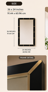 Espejo de Pared con Incrustaciones de Hueso, Diseño de Guijarros, Espejo Decorativo para Baño, Dormitorio, Sala de Estar, Moderno y Elegante, Montado en la Pared, 24*36 Pulgadas - Product Image 2